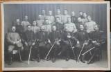 Fotografie militara de dimensiuni mari, ofiteri romani la manevrele din 1912, pe carton gros