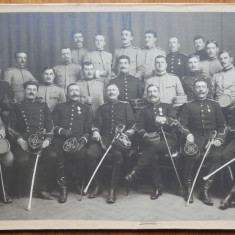 Fotografie militara , ofiteri romani la manevrele din 1912 , pe carton gros