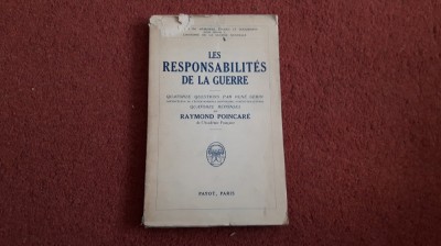 Les Responsabilites De La Guerre - Raymond Poincare (1930) foto