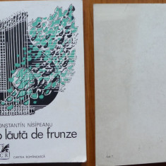 Nisipeanu , O lauta de frunze , 1977 , editia 1 cu autograf catre Eugen Barbu