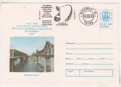 bnk ip Intreg postal cu stampila ocazionala Ion ( Iancu) Constantinescu 1994 foto