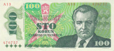 Bancnota Cehoslovacia 100 Koruna 1989 - P97 UNC foto