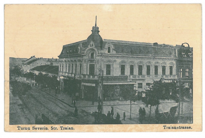 1381 - TURNU-SEVERIN, Traian street - old postcard, CENSOR - used 1918