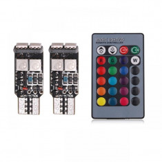 Led T10 6 SMD Multicolor RGB Cu Telecomanda T10RGB01 foto