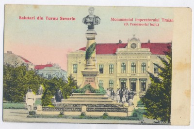 4292 - TURNU-SEVERIN, Ethnic, Military, Traian Statue - old PC. - used - 1906 foto