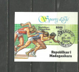 MADAGASCAR 1994 - SPORT. ATLETISM. COLITA STAMPILATA FORMAT MIC, B47, Stampilat