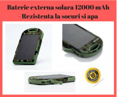 Baterie Externa Solara 12000 mAh - Rezistenta La Socuri, Praf Si Apa foto