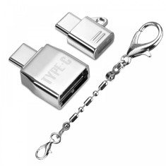 Kit 2 x Adaptoare OTG USB-C la USB 3.0 si USB-C la micro USB pt telefon, laptop foto