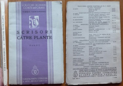 Virgil Carianopol, Scrisori catre plante, Poesii, 1936, editia 1 foto