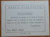 Invitatie la Clubul Nautic Balcic, ceai dansant, program Jazz, interbelica