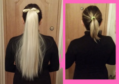 Extensie Coada par sintetic Ponytail de calitate, intins, 54 cm BLOND DESCHIS foto