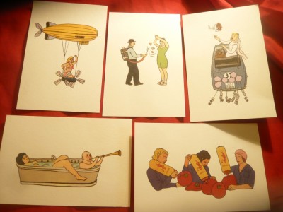 Set 11 Ilustrate comice ,necirc. -firma Sofi-Rutu Modon- Israel , piese de autor foto