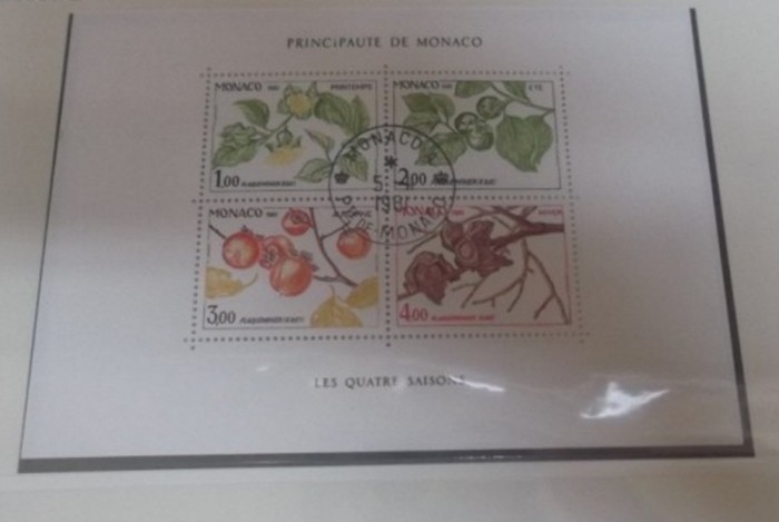 MONACO 1981 &ndash; FRUCTE IN 4 ANOTIMPURI, bloc stampilat, D13