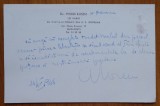 Felicitare cu ocazia Pastelui a Rabinului Sef Moses Rosen, 1986, cu text olograf