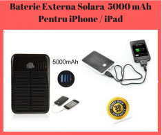 Baterie Externa Solara / Incarcator Portabil 5000 mAh Pentru iPhone / iPad foto