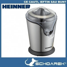 Storcator de citrice Heinner Citrus 850S, 85 W, 0.25 l, 1 Viteza, Inox foto