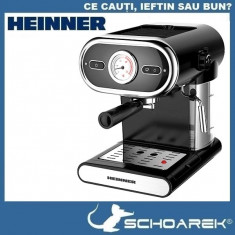 Espressor de cafea Heinner HEM-1100BK, 1100W, 1,5 L, 15 bar, Negru &amp;gt;&amp;gt; RESIGILAT foto