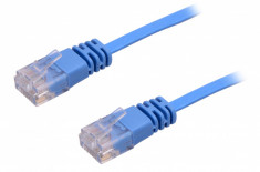 Cablu de Retea, Ultra Plat, CAT6, Albastru 10 m foto