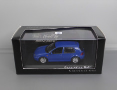 Volkswagen VW Golf 4 IV albastru, Minichamps, 1/43 foto