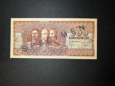 SPECIMEN UNC - 500 LEI 1949 foto