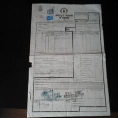 Document vechi - Duplicatul scrisorii de trasura -CFR- timbru statistic, aviatie