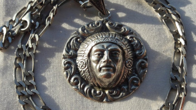 argint MEDALION INDIAN NAVAJO etnic AMERINDIAN manopera EXCEPTIONALA unic VECHI foto