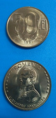 SV * Romania 50 LEI 1991 * Domnitorul Al. I. Cuza * AUNC foto