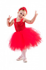 Rochita eleganta tutu: Red 3 in 1, Handmade in Romania,varsta 6-7 ani foto