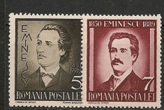 Romania 1939 - MIHAI EMINESCU, serie nestampilata cu SARNIERA, PT13 foto