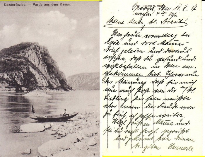 Orsova - Dunarea la Cazane- pescar-militara, WWI, WK1