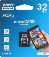 Card de memorie GOODRAM SMC00733, microSDHC, 32GB, Clasa 4 + Adaptor SD foto