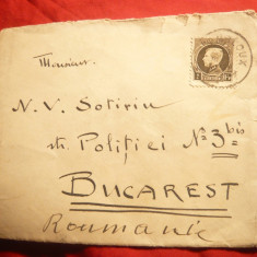 Plic circulat din Belgia la Bucuresti , cu timbru belgian de 1 fr.- 1925