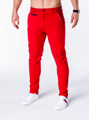 Pantaloni pentru barbati, rosu, slim fit, casual, elegant, model nou - P646 foto