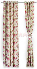 Set doua draperii Heinner HR-DR140-FLWPK, 140 x 270 cm, Bumbac, model Flori Roz (Multicolora) foto