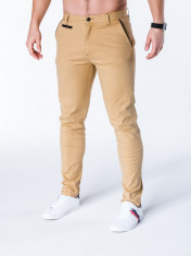 Pantaloni pentru barbati, bej, slim fit, casual, elegant, model nou - P646 foto