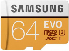 Card de memorie Samsung MicroSDXC EVO, 64GB, Clasa 10, UHS-I (U3) + Adaptor SD foto