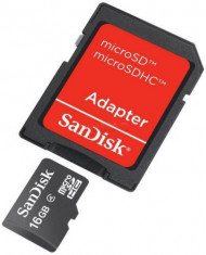 Card de memorie SanDisk micro SDHC 16GB (Class 4) + Adaptor SD foto