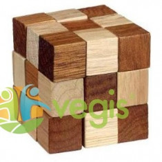 Puzzle logic din lemn: Maro + crem (cutie plastic) foto