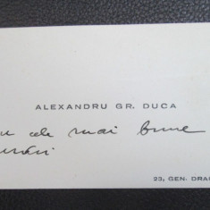 Carte de vizita ALEXANDRU GR. DUCA (cu adnotare)
