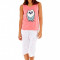 Pijama dama Owl Coral, din bumbac