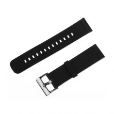 Curea neagra din piele pentru Motorola Moto 360 2nd Gen 42mm / Samsung Gear S2 / Galaxy Watch 42mm / Huawei Watch W2 Sport