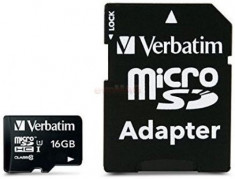 Card de memorie Verbatim 44082, microSDHC, 16 GB, Clasa 10 + Adaptor SD foto