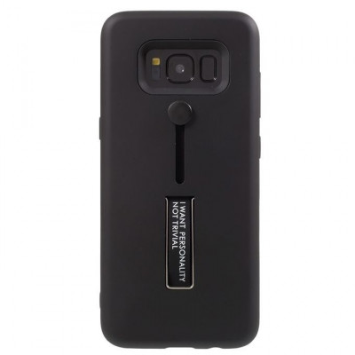 Carcasa din silicon neagra cu suport pentru deget compatibila cu Samsung Galaxy S8 Plus foto