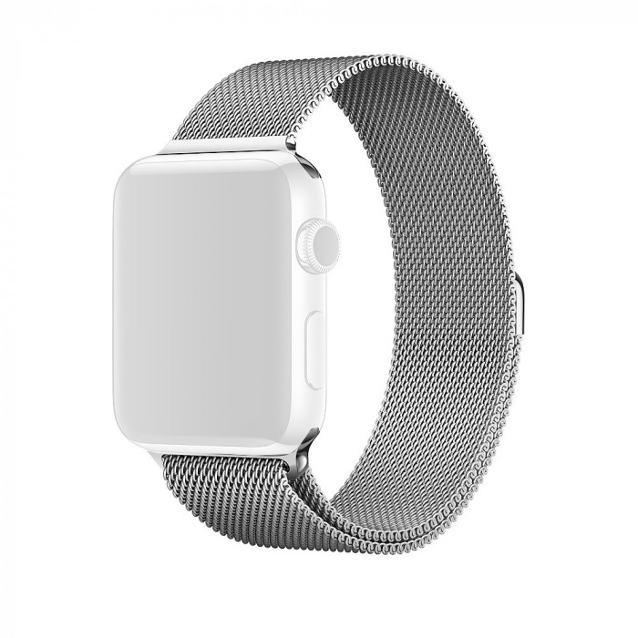 Curea metalica argintie pentru Apple Watch 42mm pentru Series 1 / 2 / 3 / 4 versiunea 44mm