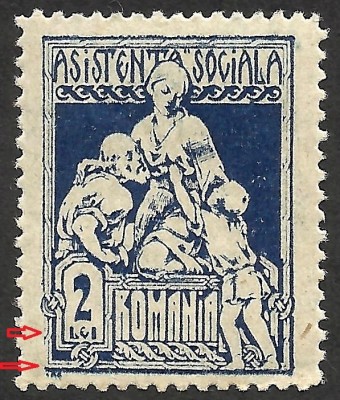 VARIETATE--ASISTENTA SOCIALA--CADRU PARTIAL LIPSA--1921 MNH foto