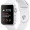Smartwatch Apple Watch 1 MNNL2, AMOLED Display, Bluetooth, Wi-Fi, Bratara Sport 42mm, Carcasa din aluminiu, Rezistent la apa si praf (Argintiu/Alb)