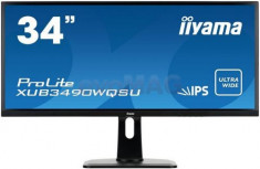 Monitor IPS LED iiyama 34inch XUB3490WQSU-B1, WQHD (3440 x 1440), HDMI, DisplayPort, 5 ms, Boxe (Negru) foto