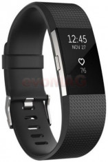 Bratara Fitness Fitbit Charge 2, Marimea L (Negru/Argintiu) foto