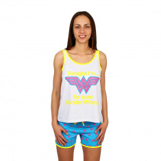 Pijama dama Wonder Woman alb cu bleu foto