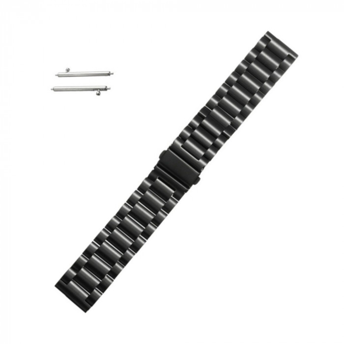Curea metalica neagra pentru Samsung Gear S2 / Galaxy Watch 42mm / Huawei Watch W2 Sport / Moto 2nd gen 42mm